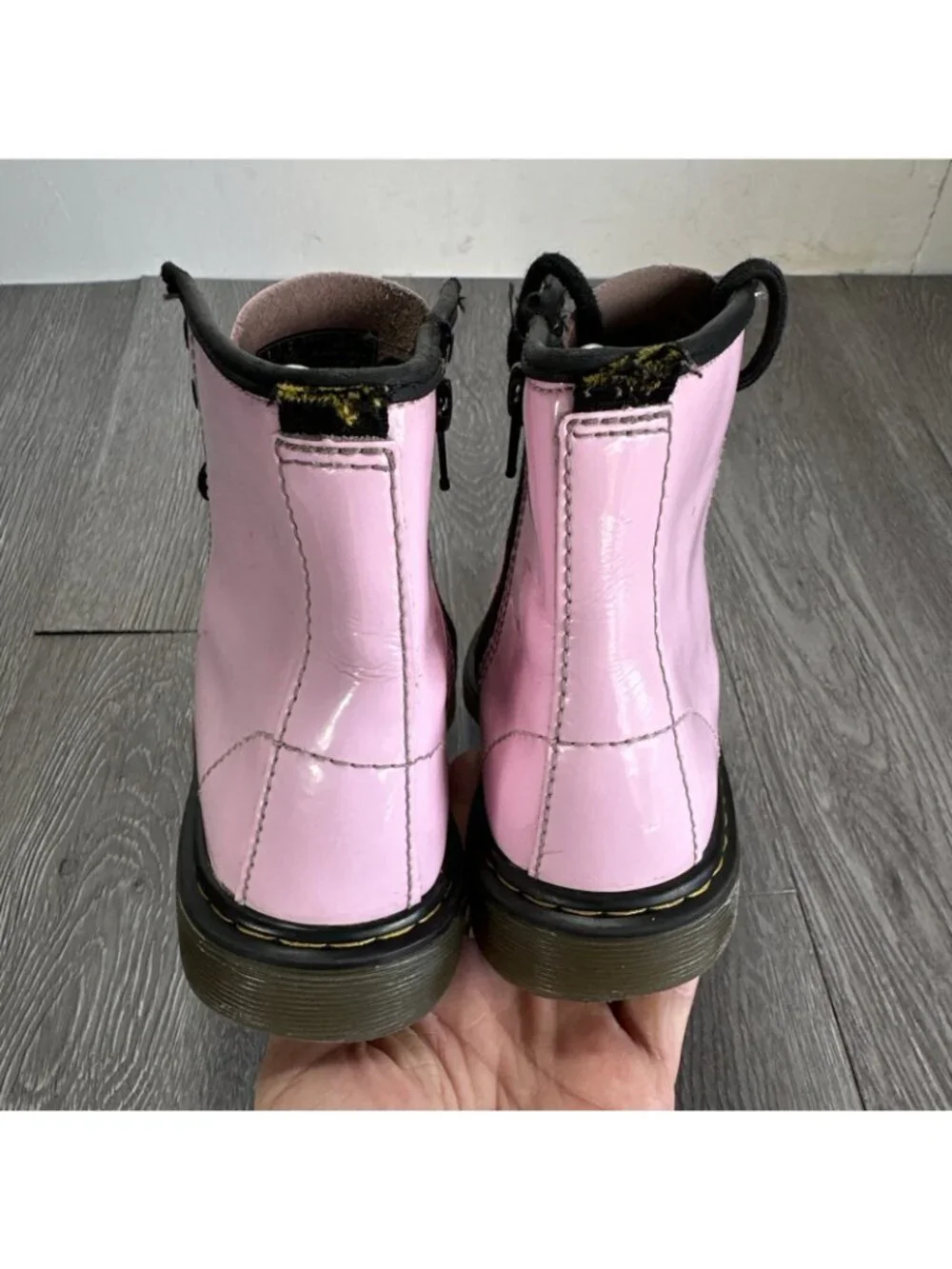 Dr. Martens 1460 J Pink Leather Round Toe Lace Up/Zip Ankle Boots Kids Sz 2 Read